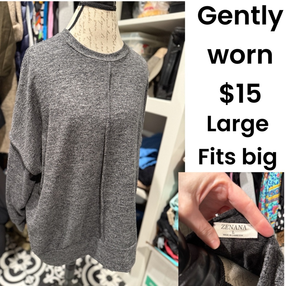 Zenana Outfitters Gray Crew Neck Sweater